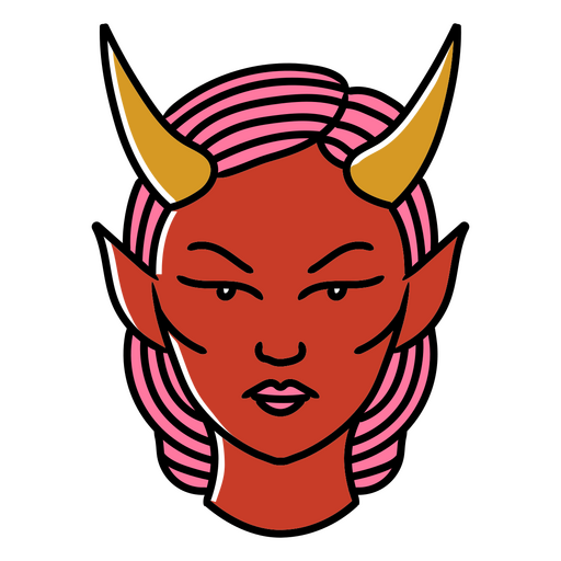Lady devil face PNG Design