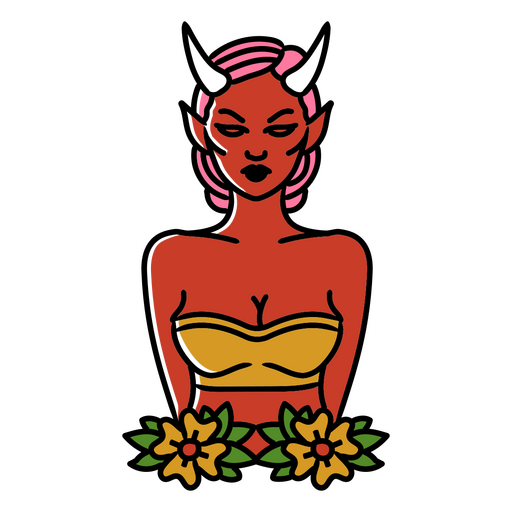 Carácter floral dama diablo Diseño PNG