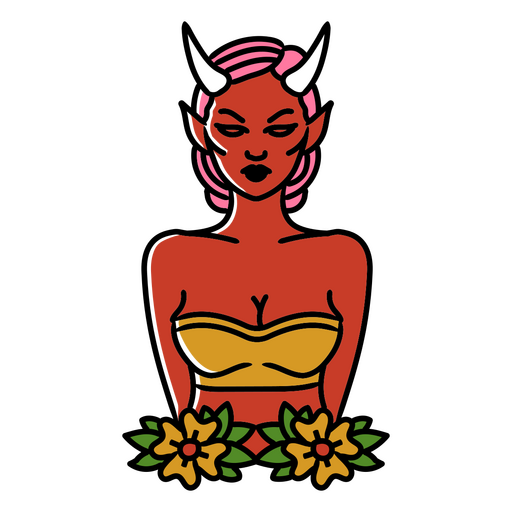 Floral lady devil character PNG Design