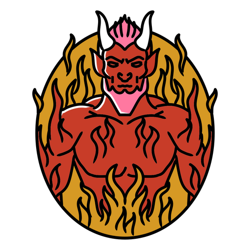 Tatuagem tradicional do diabo em chamas Desenho PNG