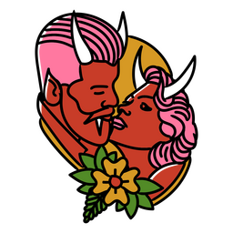 Devil couple traditional tattoo PNG Design Transparent PNG