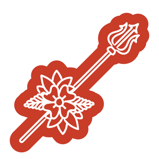 Floral devil trident cutout PNG Design