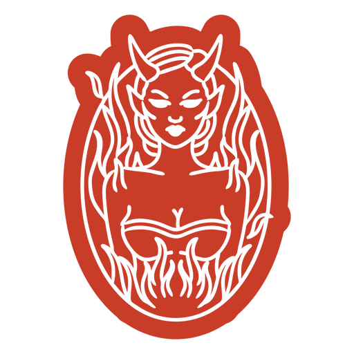 Devil girl on fire PNG Design