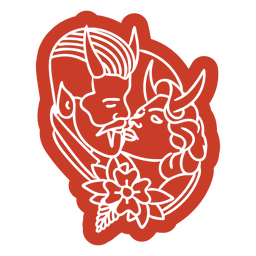 Blumenausschnitt des Teufelspaares PNG-Design