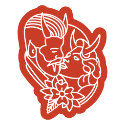 Recorte floral casal diabo Desenho PNG