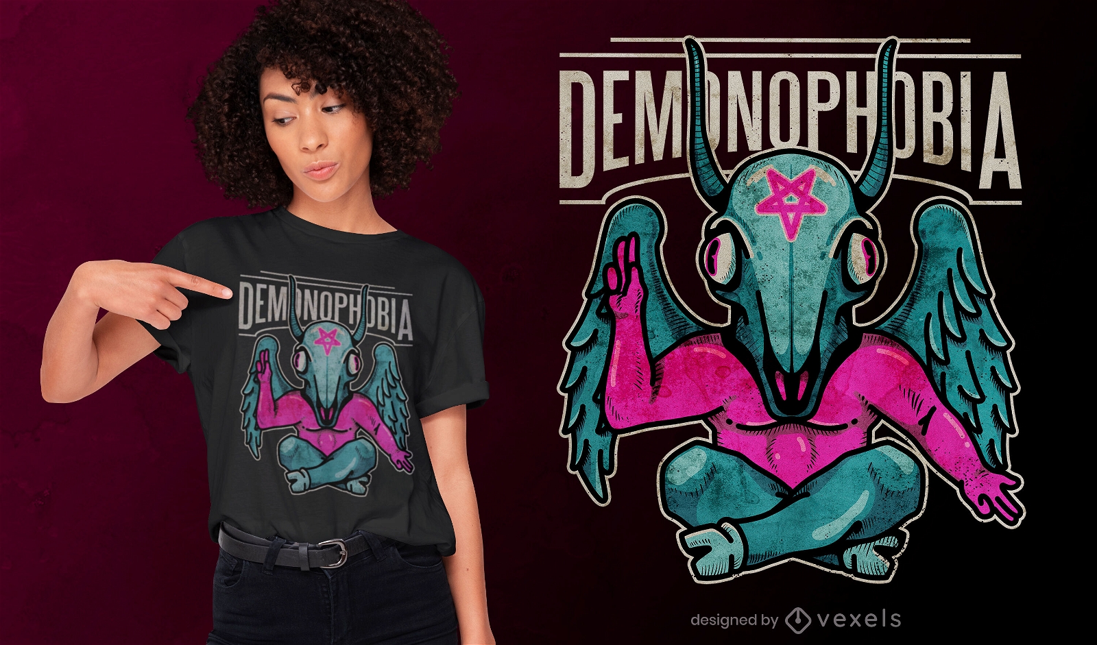 Design de camiseta Demonophobia psd