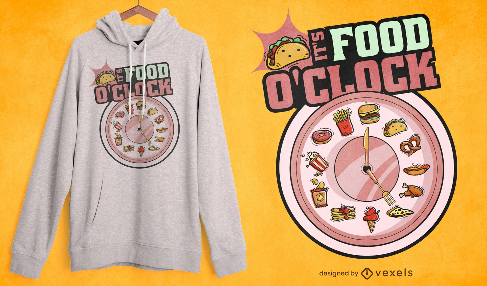 Funny Food O'clock t-shirt design