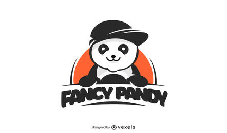 Modelo de logotipo de animal de urso panda chique