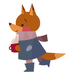 Carácter lindo zorro invierno Diseño PNG