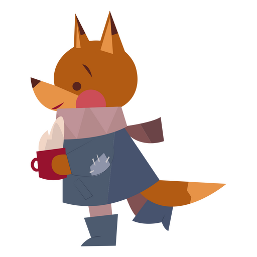 Cute fox winter character PNG Design
