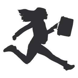 mujer de negocios, en, un, prisa, silueta Diseño PNG