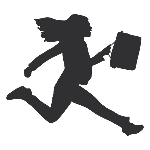 Business woman on a rush silhouette PNG Design