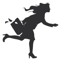 Business woman running silhouette PNG Design