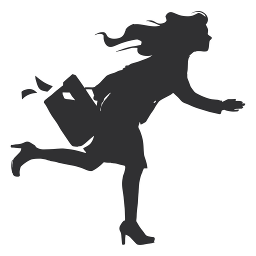 Business woman running silhouette PNG Design