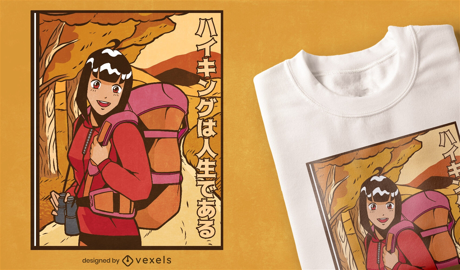 Design legal de camisetas de anime para caminhadas