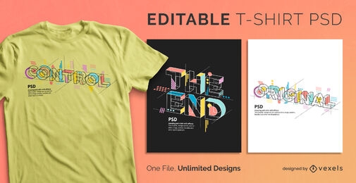 Geometric abstract text scalable psd t-shirt template