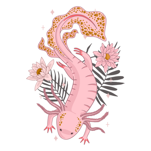 Axolot flower animal PNG Design