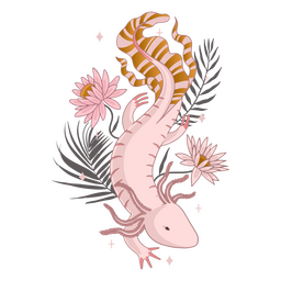 Axolot blüht Tier PNG-Design