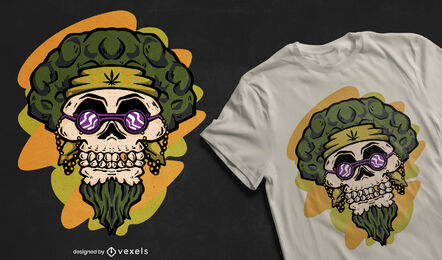 Diseño de camiseta de calavera hippie