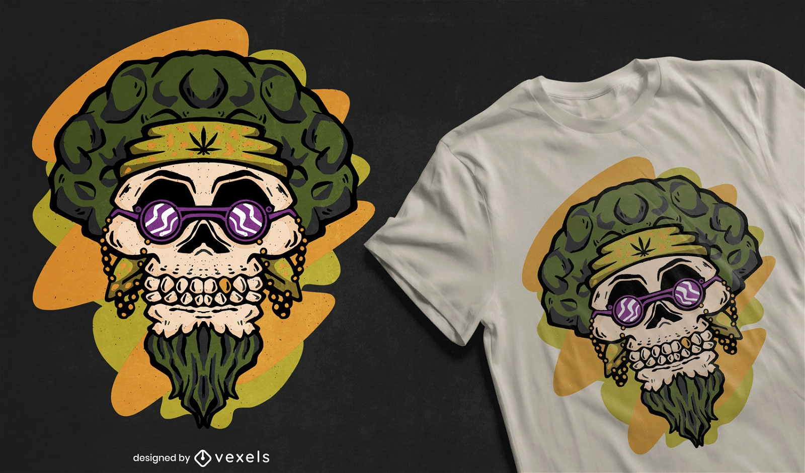 Hippie Totenkopf T-Shirt Design