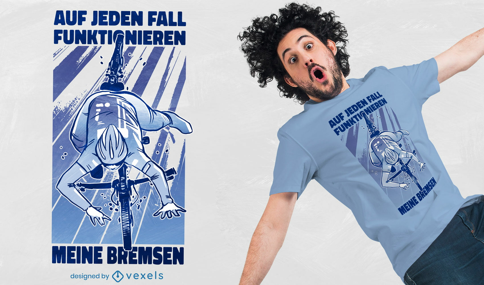 T-Shirt-Design für fallende Radfahrer