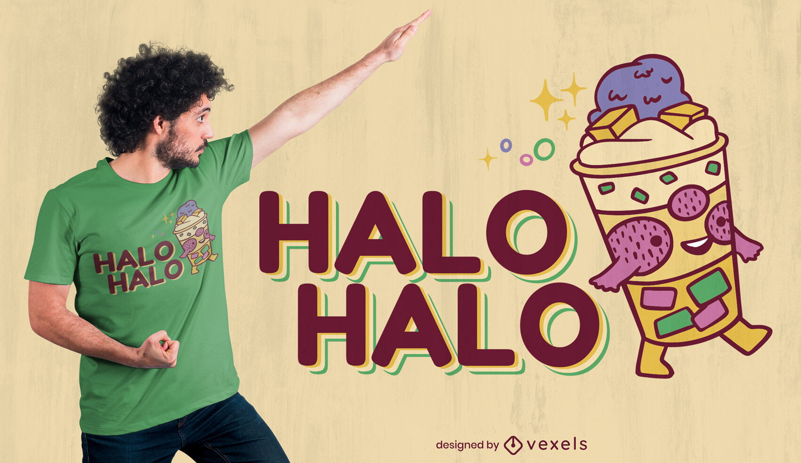 Diseño de camiseta Halo Halo Postre