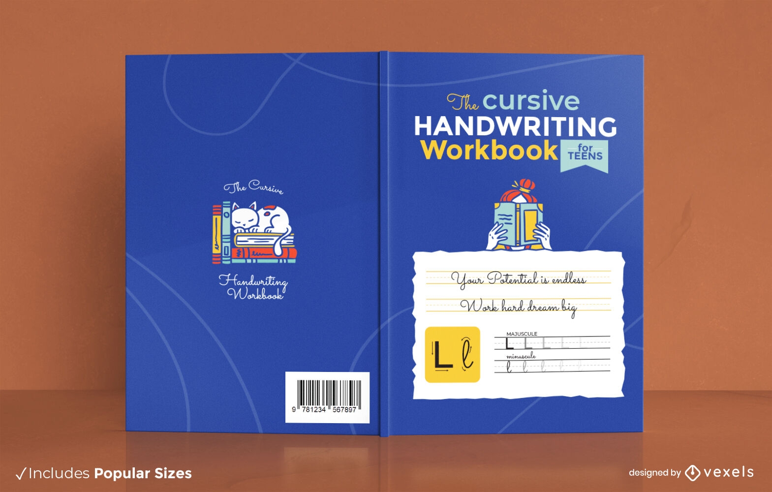 Cursive handwriting workbook cover design