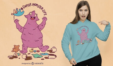 Cute coffee momster t-shirt design