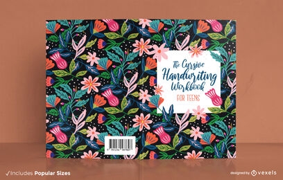 Cursive handwriting floral book cover design