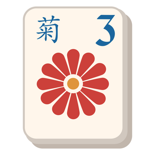 Mahjong-Chrysanthemenfliese PNG-Design