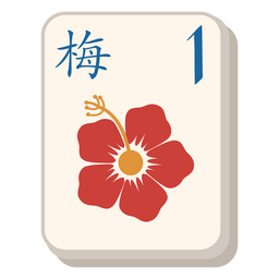 Telha de ameixa Mahjong Desenho PNG