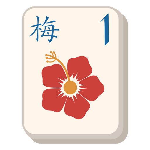 Azulejo de ciruela Mahjong Diseño PNG