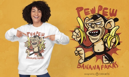 Diseño de camiseta animal mono de dibujos animados enojado