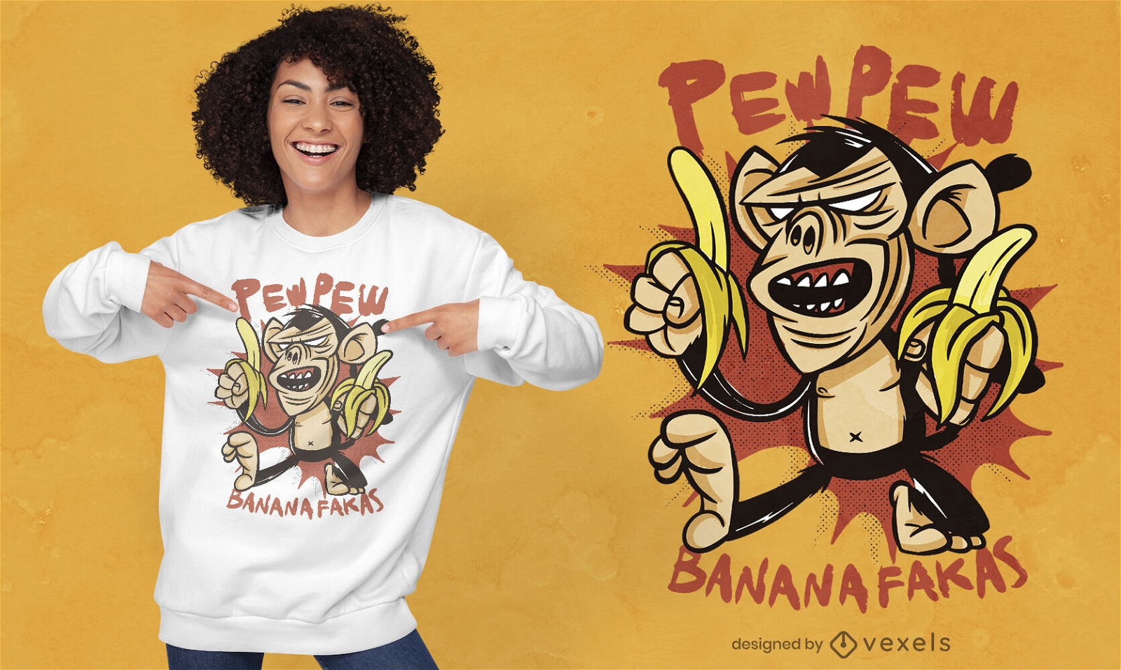 Desenho de t-shirt animal com macaco zangado