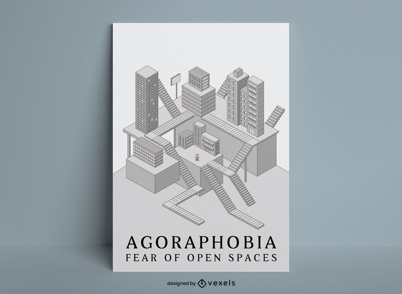 Buildings isometric space poster template