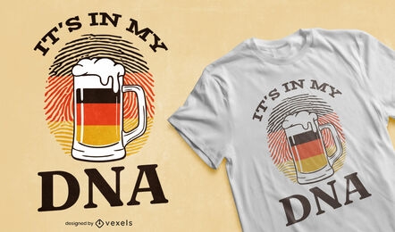 Diseño de camiseta de adn alemán de cerveza.