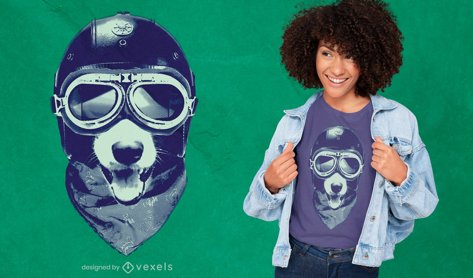 Design de t-shirt de capacete de cão animal e motocicleta