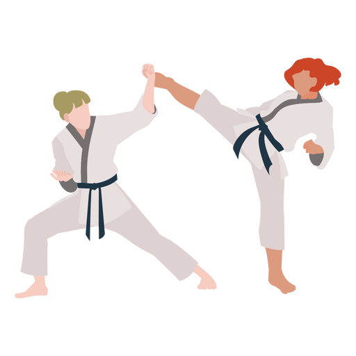 Gente de práctica de pose de patada de karate Diseño PNG