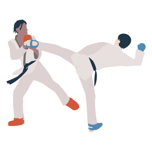 Gente de deporte de práctica de patada de karate Diseño PNG