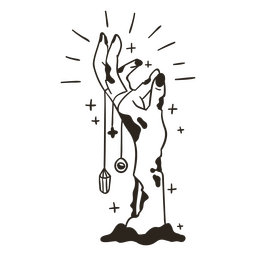 Zombie-Hand-Kristallpendel PNG-Design
