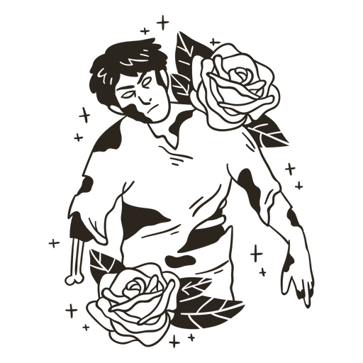 Floral zombie PNG Design