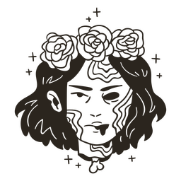 Cabeza de chica zombie floral Diseño PNG
