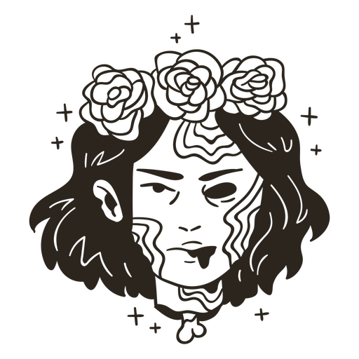 Cabeça de garota zumbi floral Desenho PNG