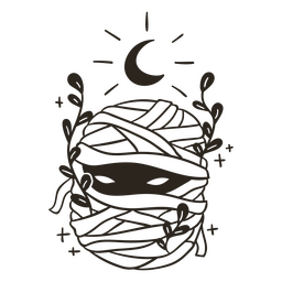 Cabeça de múmia com plantas Desenho PNG