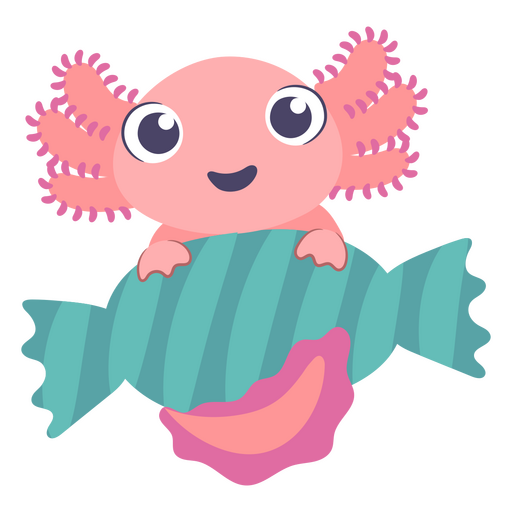 Cute baby axolotl character PNG Design