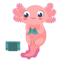 Cute baby axolotl videogames character