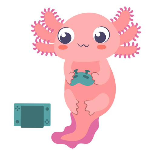 Cute baby axolotl videogames character