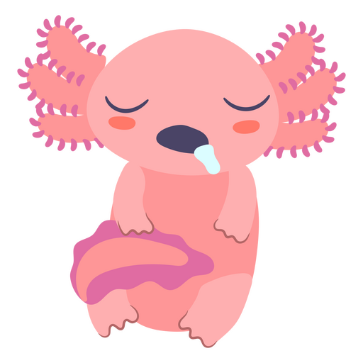 Lindo bebé ajolote durmiendo personaje Diseño PNG