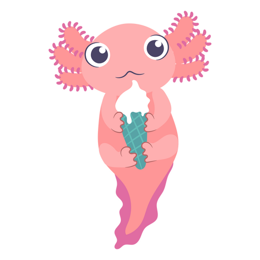 Cute baby axolotl ice cream character
