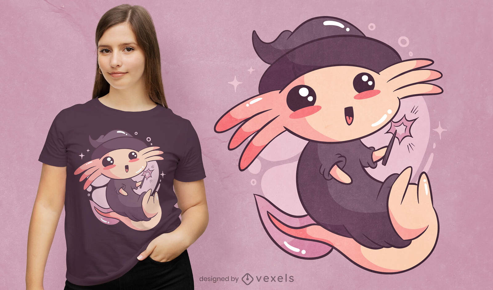 Lindo diseño de camiseta de axolotl de halloween